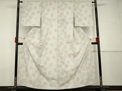 平和屋着物●本塩沢　110亀甲　雪輪重ね文　正絹　逸品　AABH8857cs