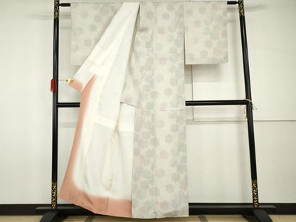 平和屋着物●本塩沢　110亀甲　雪輪重ね文　正絹　逸品　AABH8857cs