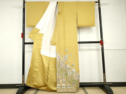 平和屋着物●豪華色留袖　正倉院花唐草文　金銀彩　正絹　逸品　AABH8859cs