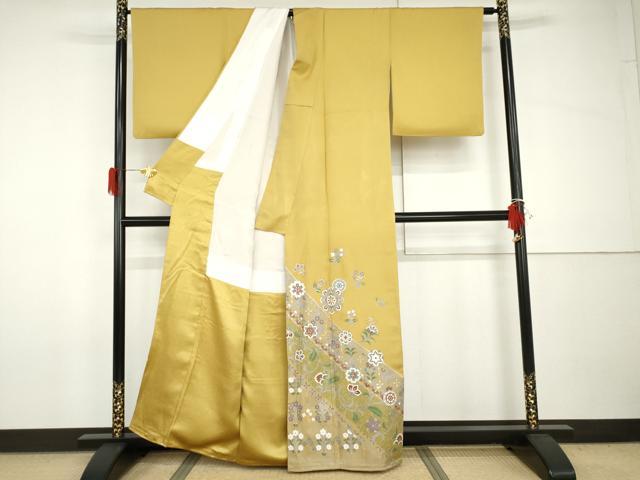 平和屋着物●豪華色留袖　正倉院花唐草文　金銀彩　正絹　逸品　AABH8859cs