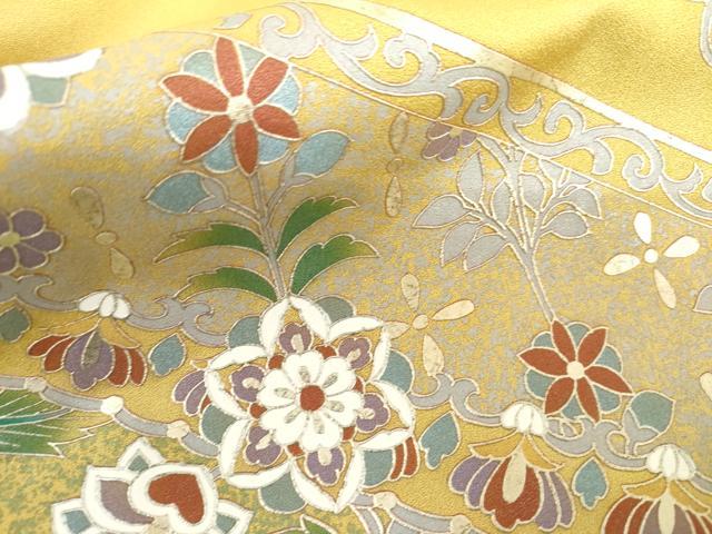 平和屋着物●豪華色留袖　正倉院花唐草文　金銀彩　正絹　逸品　AABH8859cs