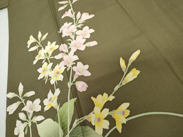 平和屋着物●訪問着　友禅　作家物　草花文　正絹　逸品　AABH8862cs