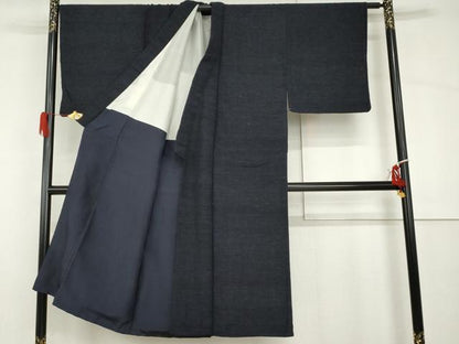 平和屋着物●男性　結城ちぢみ　杢　正絹　逸品　AABH8866cs