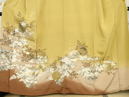 平和屋着物●訪問着　駒刺繍　渡り橋雪輪風景花文　暈し染め　金銀彩　正絹　逸品　AABH8867cs