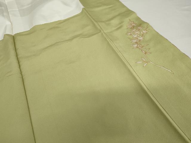 平和屋着物●訪問着　駒刺繍　渡り橋雪輪風景花文　暈し染め　金銀彩　正絹　逸品　AABH8867cs