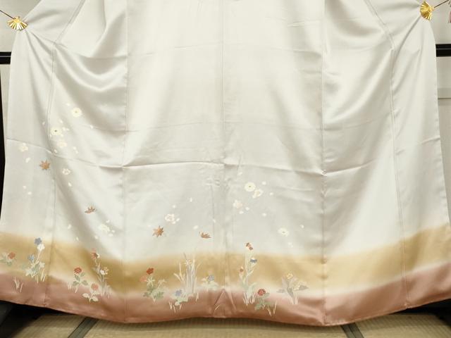 平和屋着物●訪問着　友禅　駒刺繍　舞桜文　暈し染め　金彩　三越扱い　正絹　逸品　AABH8868cs