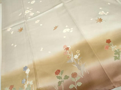 平和屋着物●訪問着　友禅　駒刺繍　舞桜文　暈し染め　金彩　三越扱い　正絹　逸品　AABH8868cs