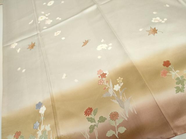 平和屋着物●訪問着　友禅　駒刺繍　舞桜文　暈し染め　金彩　三越扱い　正絹　逸品　AABH8868cs