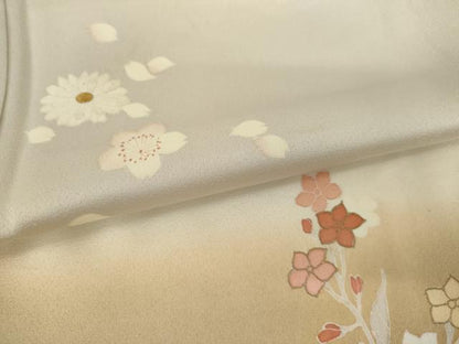 平和屋着物●訪問着　友禅　駒刺繍　舞桜文　暈し染め　金彩　三越扱い　正絹　逸品　AABH8868cs