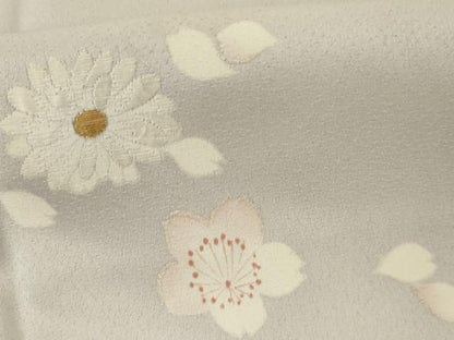 平和屋着物●訪問着　友禅　駒刺繍　舞桜文　暈し染め　金彩　三越扱い　正絹　逸品　AABH8868cs