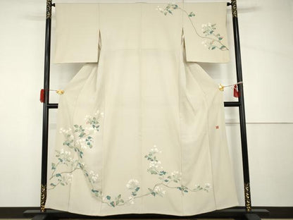 平和屋着物●訪問着　友禅　作家物　枝花文　正絹　逸品　AABH8869cs