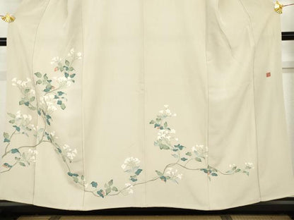 平和屋着物●訪問着　友禅　作家物　枝花文　正絹　逸品　AABH8869cs