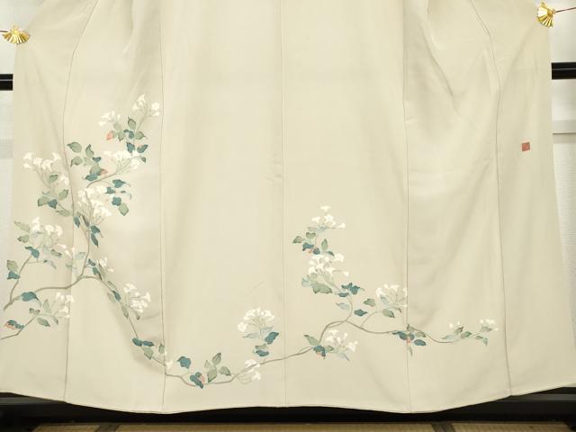 平和屋着物●訪問着　友禅　作家物　枝花文　正絹　逸品　AABH8869cs