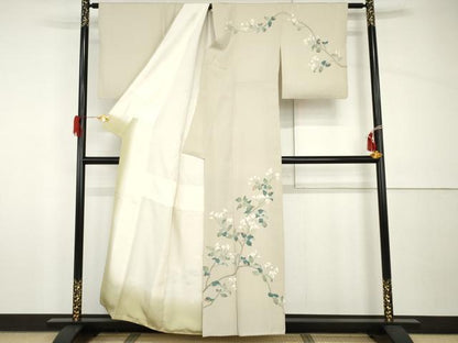 平和屋着物●訪問着　友禅　作家物　枝花文　正絹　逸品　AABH8869cs