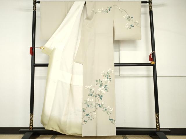 平和屋着物●訪問着　友禅　作家物　枝花文　正絹　逸品　AABH8869cs