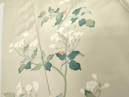 平和屋着物●訪問着　友禅　作家物　枝花文　正絹　逸品　AABH8869cs