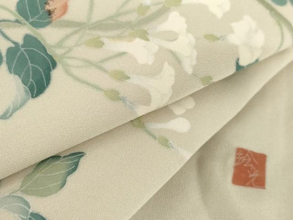 平和屋着物●訪問着　友禅　作家物　枝花文　正絹　逸品　AABH8869cs