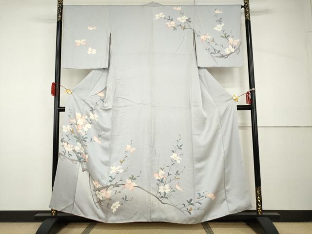 平和屋着物●訪問着　枝花文　暈し染め　正絹　逸品　AABH8870cs