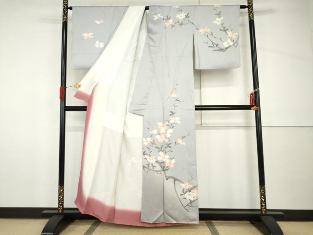 平和屋着物○訪問着 枝花文 暈し染め 正絹 逸品 AABH8870cs