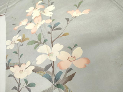 平和屋着物●訪問着　枝花文　暈し染め　正絹　逸品　AABH8870cs