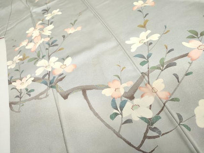 平和屋着物●訪問着　枝花文　暈し染め　正絹　逸品　AABH8870cs