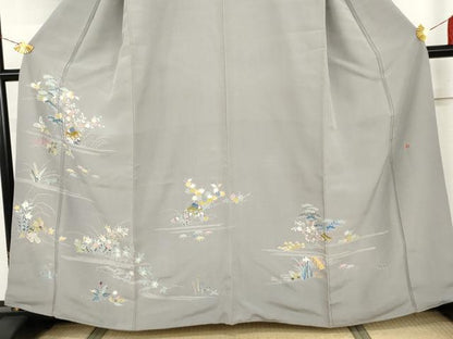 平和屋着物●訪問着　友禅　作家物　御所解文様　松竹梅風景文　たとう紙付き　正絹　逸品　AABH8872cs