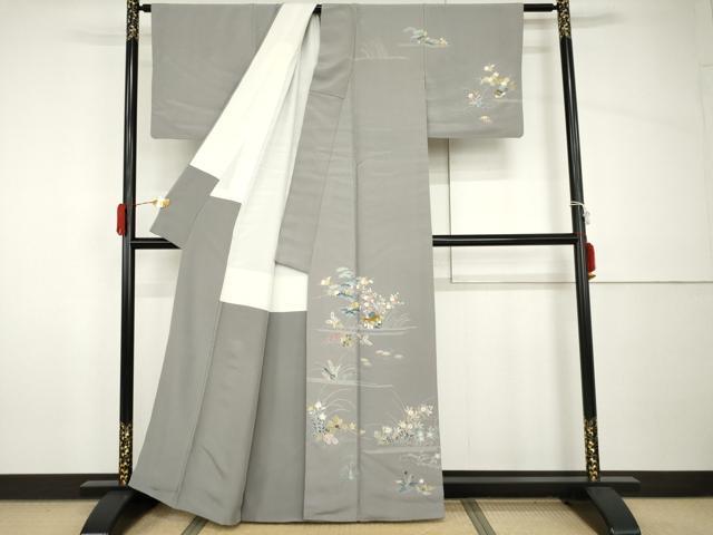 平和屋着物●訪問着　友禅　作家物　御所解文様　松竹梅風景文　たとう紙付き　正絹　逸品　AABH8872cs