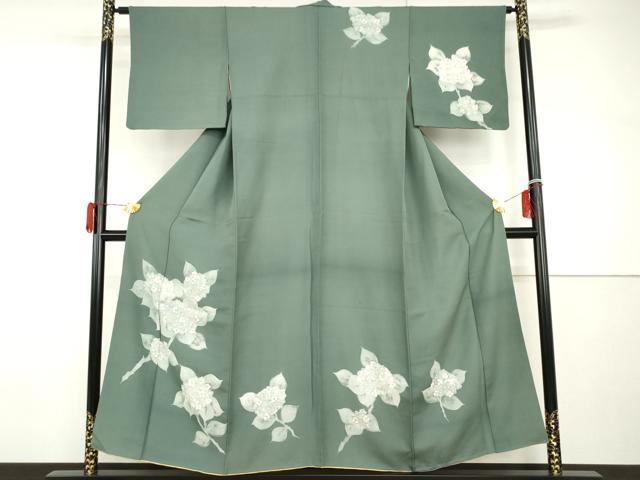 平和屋着物●訪問着　ろうけつ染　紫陽花　アジサイ　金彩　正絹　逸品　AABH8873cs