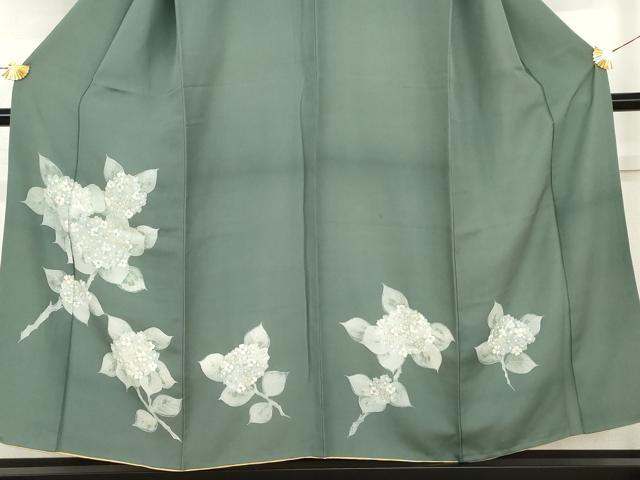 平和屋着物●訪問着　ろうけつ染　紫陽花　アジサイ　金彩　正絹　逸品　AABH8873cs