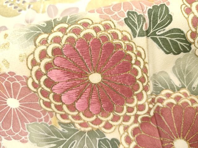 平和屋着物●豪華色留袖　刺繍　梅松花文　金彩　正絹　逸品　AABH8874cs