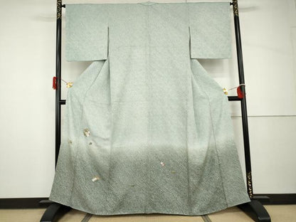 平和屋着物●訪問着　総絞り　松竹梅丸文　暈し染め　金糸　正絹　逸品　AABH8876cs