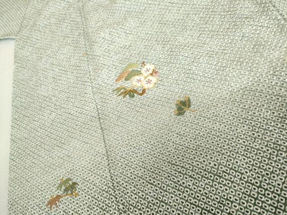 平和屋着物●訪問着　総絞り　松竹梅丸文　暈し染め　金糸　正絹　逸品　AABH8876cs