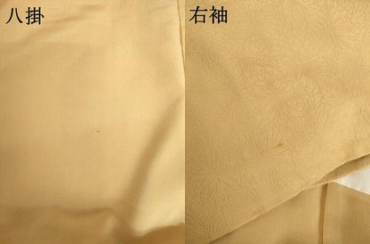 平和屋着物●上質な色無地　花尽くし地紋　卵色　正絹　逸品　AABH8877cs
