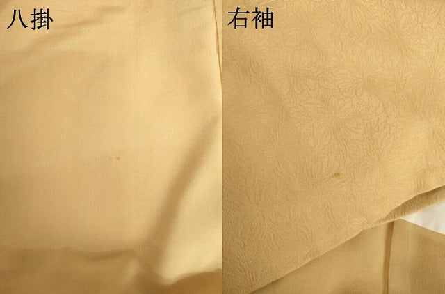 平和屋着物●上質な色無地　花尽くし地紋　卵色　正絹　逸品　AABH8877cs
