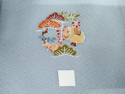 平和屋着物●訪問着　友禅　松竹梅風景文　正絹　逸品　AABH8879cs