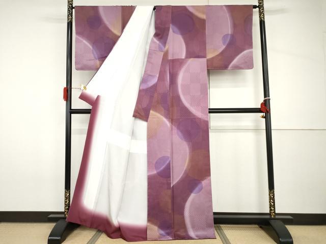 平和屋着物●和紙染染色作家・植村彩弘　小紋　丸重ね文　暈し染め　正絹　逸品　未使用　AABH8880cs