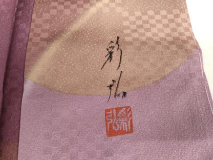平和屋着物●和紙染染色作家・植村彩弘　小紋　丸重ね文　暈し染め　正絹　逸品　未使用　AABH8880cs