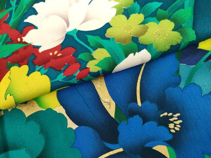 平和屋着物●女優・後藤久美子ブランド　振袖　草花文　金彩　正絹　逸品　AABH8886cs