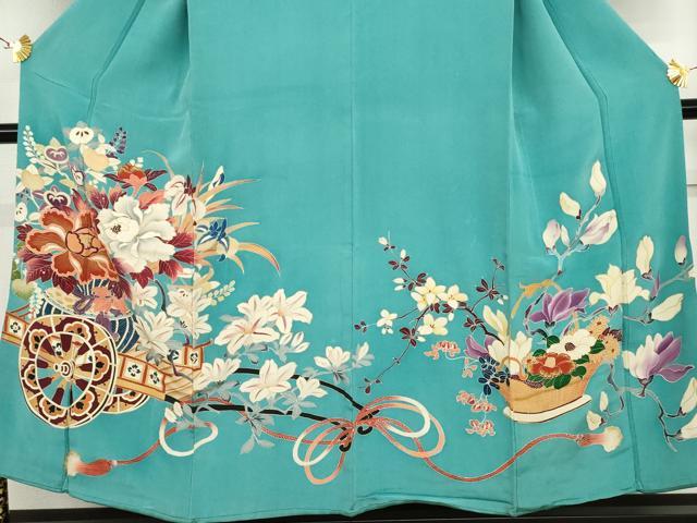 平和屋着物●アンティーク　大正ロマン　色留袖　友禅　飾花花車文　金彩　正絹　逸品　AABH8888cs