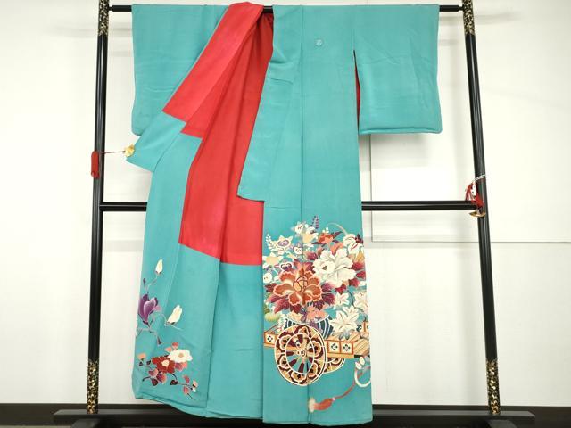 平和屋着物●アンティーク　大正ロマン　色留袖　友禅　飾花花車文　金彩　正絹　逸品　AABH8888cs