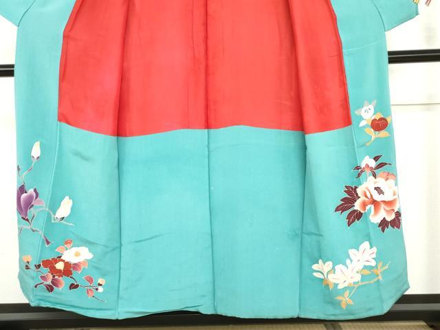 平和屋着物●アンティーク　大正ロマン　色留袖　友禅　飾花花車文　金彩　正絹　逸品　AABH8888cs