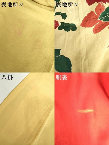 平和屋着物●アンティーク　大正ロマン　訪問着　枝菊　暈し染め　金銀糸　金彩　正絹　逸品　AABH8890cs