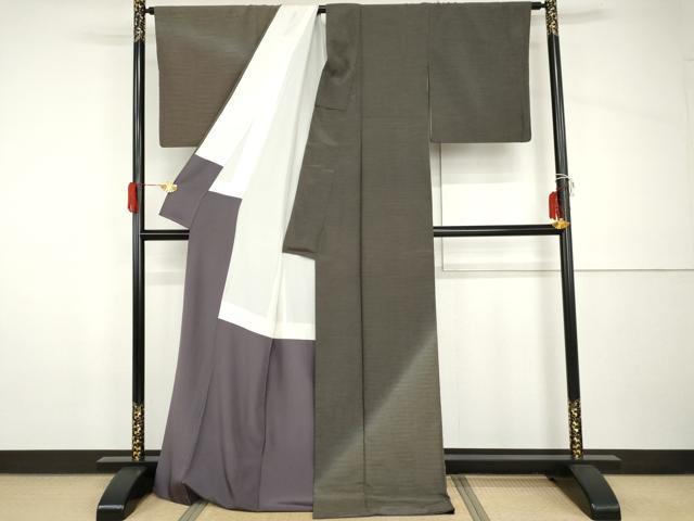 平和屋着物●本塩沢　訪問着　やまだ織　霞文　正絹　逸品　AABH8891cs