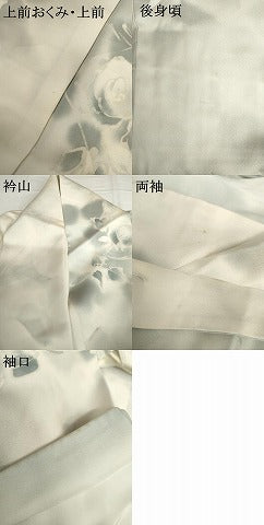 平和屋着物●染色作家　斉藤三才　小紋　草花文　薔薇　バラ　暈し染め　正絹　逸品　AABH8894cs