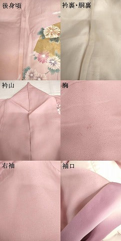 平和屋着物●訪問着　手描き　地紙草花文　暈し染め　金彩　正絹　逸品　AABH8897cs