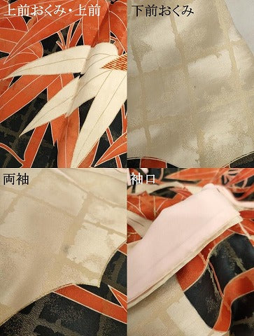 平和屋着物●豪華振袖　駒刺繍　笹竹文　金彩　金通し地　三越扱い　正絹　逸品　AABH8898cs
