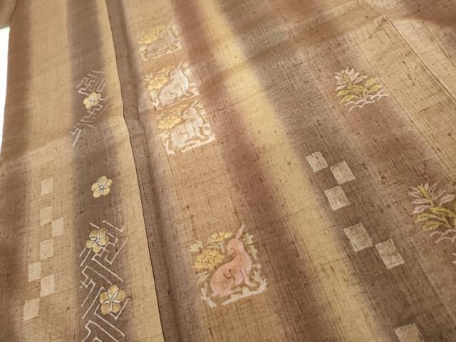平和屋着物●紬　訪問着　ろうけつ染　花兎　伊勢丹扱い　正絹　逸品　AABH8901cs