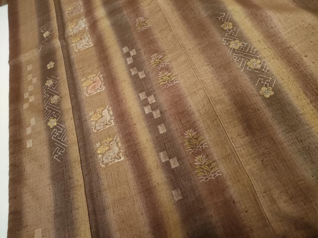 平和屋着物●紬　訪問着　ろうけつ染　花兎　伊勢丹扱い　正絹　逸品　AABH8901cs