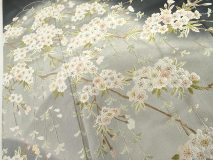 平和屋着物●総刺繍　訪問着　枝桜　暈し染め　金糸　三越扱い　正絹　逸品　AABH8904cs