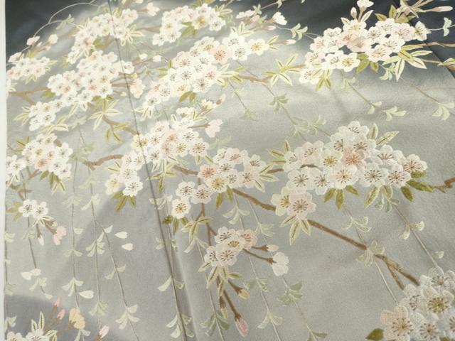 平和屋着物●総刺繍　訪問着　枝桜　暈し染め　金糸　三越扱い　正絹　逸品　AABH8904cs
